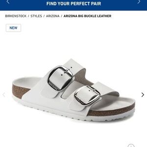 Birkenstock Arizona Big Buckle Summer Collection White Sandals Silver Buckle